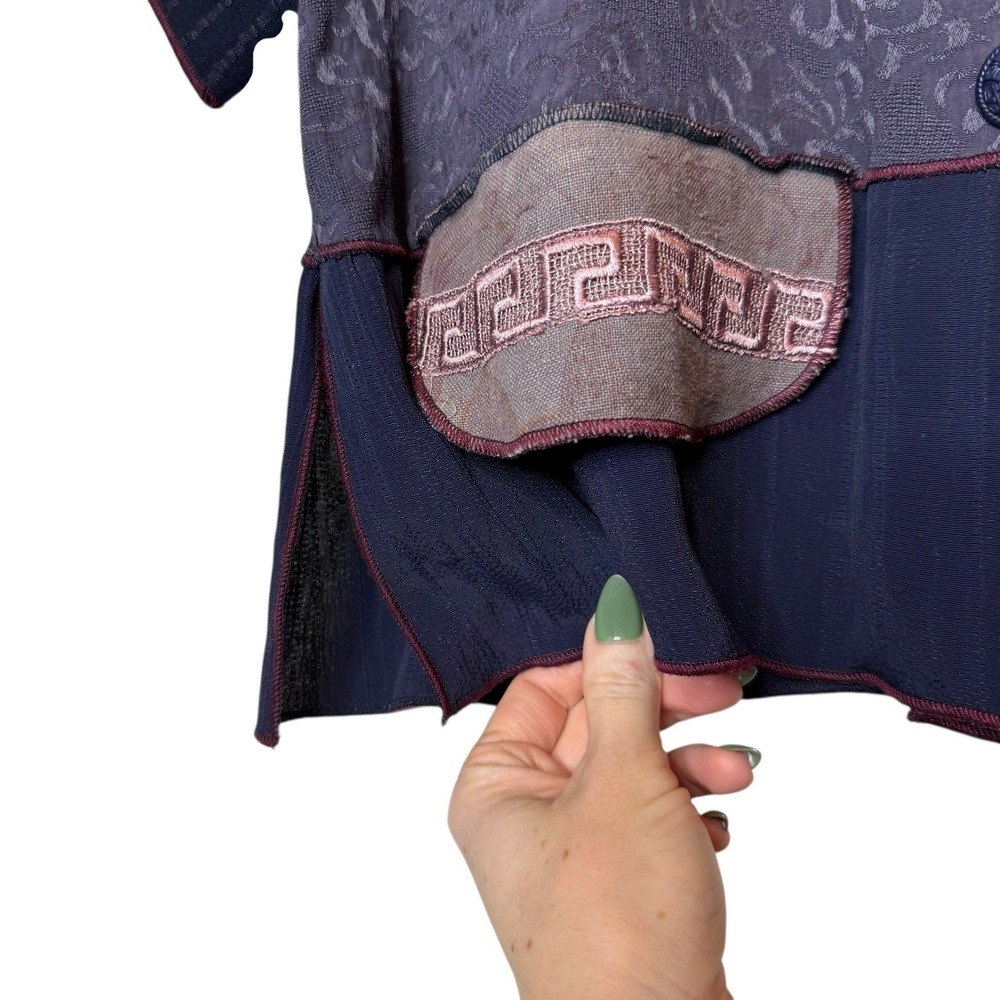 Spencer Alexis Vintage Patchwork Button Up Top Boho Mixed Media Art to Wear sz 8 - Picture 4 of 7